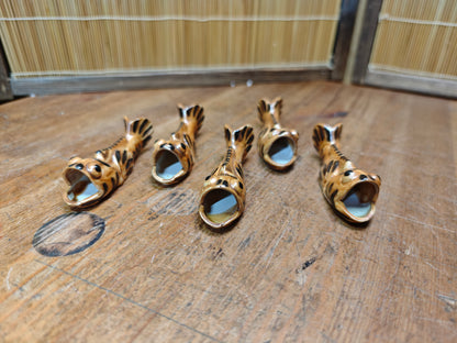 Rare Japanese Koi Fish Chopstick Rests Set Vintage Pottery Hashioki