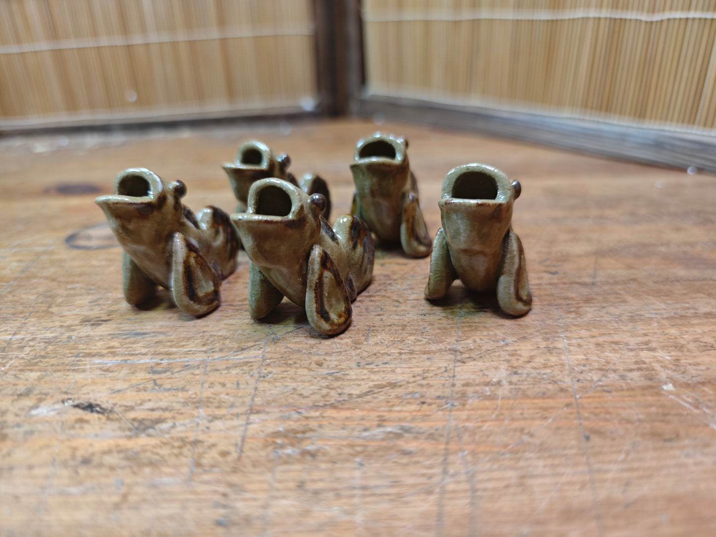 Rare Japanese Koi Fish Chopstick Rests Set Vintage Pottery Hashioki