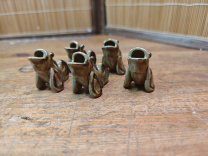 Rare Japanese Koi Fish Chopstick Rests Set Vintage Pottery Hashioki