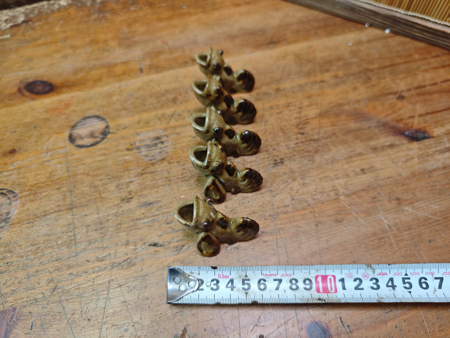 Rare Japanese Koi Fish Chopstick Rests Set Vintage Pottery Hashioki