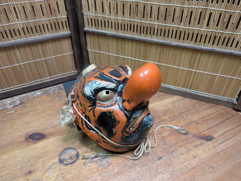 Rare Japanese Vintage Tengu Mask Ceramic Signed Folk Art Japan Auction