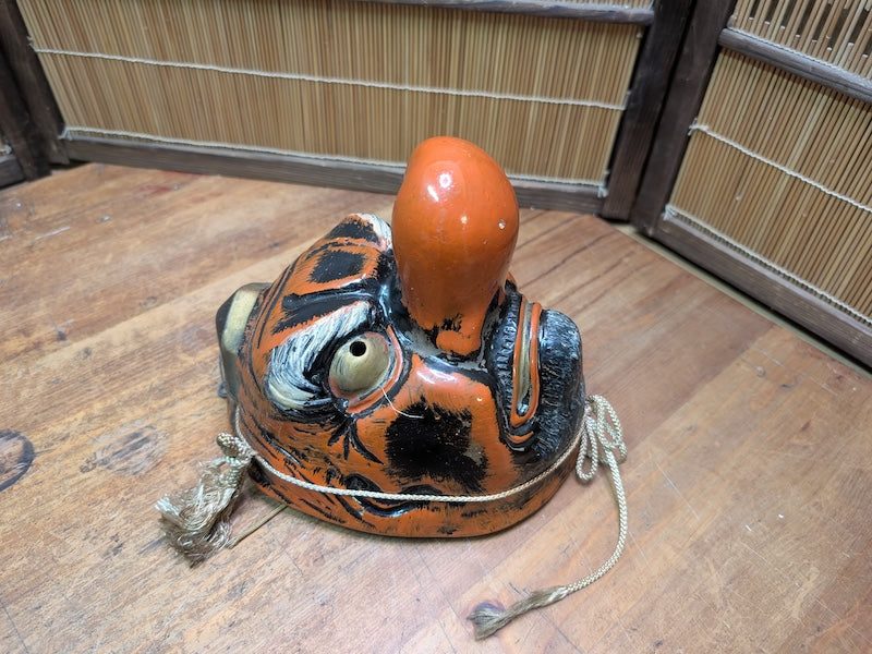 Rare Japanese Vintage Tengu Mask Ceramic Signed Folk Art Japan Auction