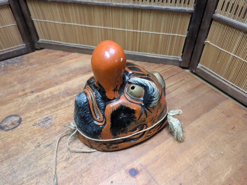 Rare Japanese Vintage Tengu Mask Ceramic Signed Folk Art Japan Auction