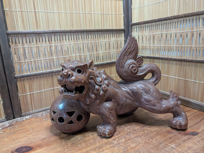 1950s Shigaraki Shishi Lion Statue Japanese Foo Dog Pottery Guardian Rare