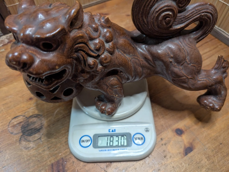 1950s Shigaraki Shishi Lion Statue Japanese Foo Dog Pottery Guardian Rare