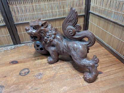1950s Shigaraki Shishi Lion Statue Japanese Foo Dog Pottery Guardian Rare