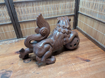 1950s Shigaraki Shishi Lion Statue Japanese Foo Dog Pottery Guardian Rare
