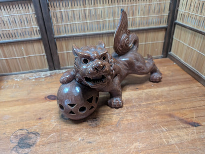 1950s Shigaraki Shishi Lion Statue Japanese Foo Dog Pottery Guardian Rare
