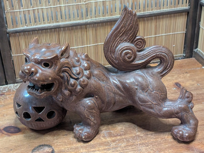 1950s Shigaraki Shishi Lion Statue Japanese Foo Dog Pottery Guardian Rare