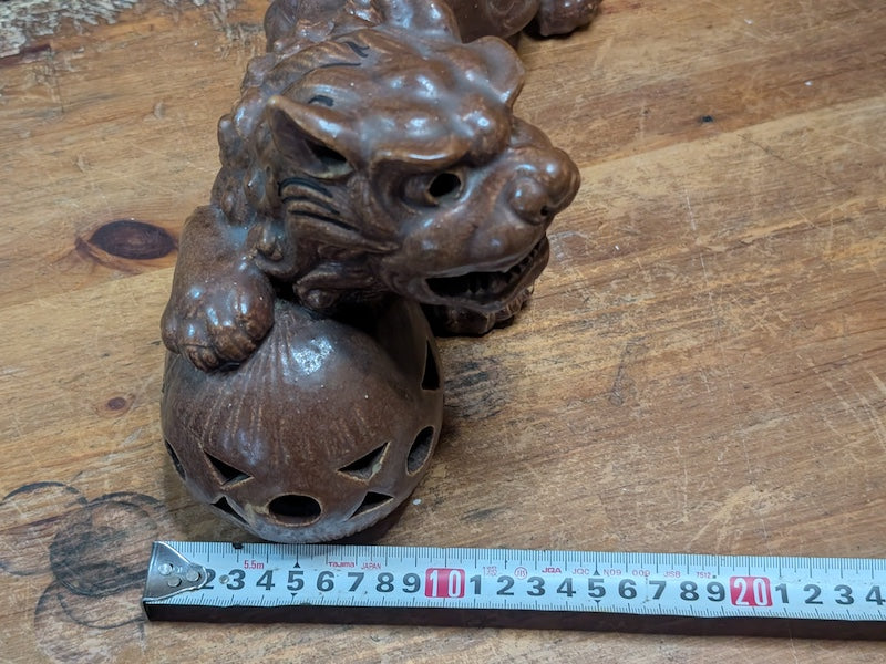 1950s Shigaraki Shishi Lion Statue Japanese Foo Dog Pottery Guardian Rare