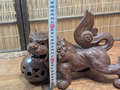 1950s Shigaraki Shishi Lion Statue Japanese Foo Dog Pottery Guardian Rare