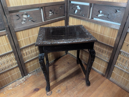 Rare 1950s Okinawa Hand-Carved Wooden Bonsai Table Japanese Antique