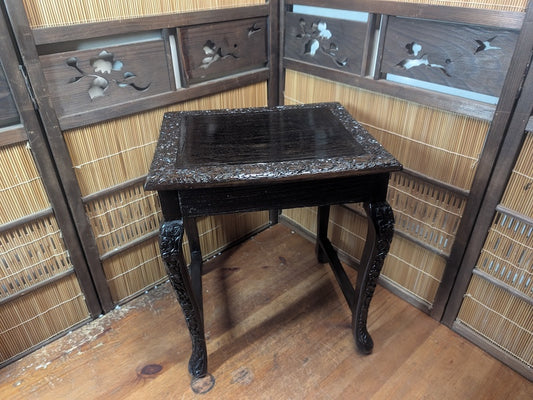 Rare 1950s Okinawa Hand-Carved Wooden Bonsai Table Japanese Antique