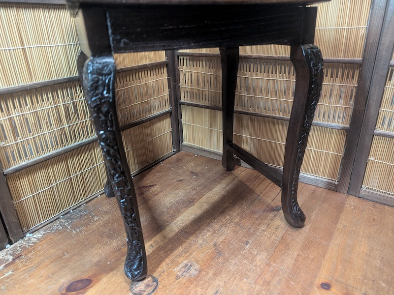 Rare 1950s Okinawa Hand-Carved Wooden Bonsai Table Japanese Antique