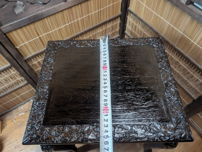 Rare 1950s Okinawa Hand-Carved Wooden Bonsai Table Japanese Antique