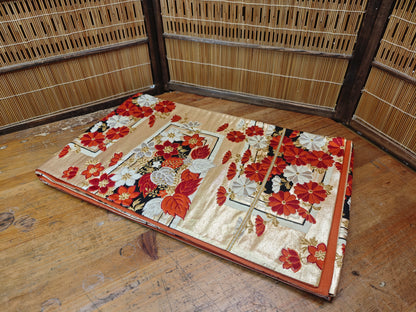 Rare 1951 Japanese Silk Kimono Obi Gold Thread Table Runner Antique Decor
