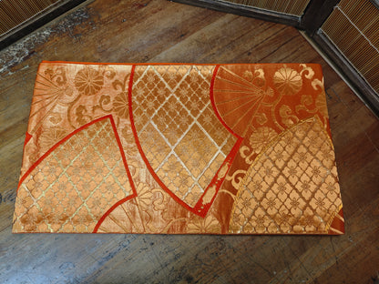 Rare 1951 Japanese Silk Kimono Obi Gold Thread Table Runner Antique Decor