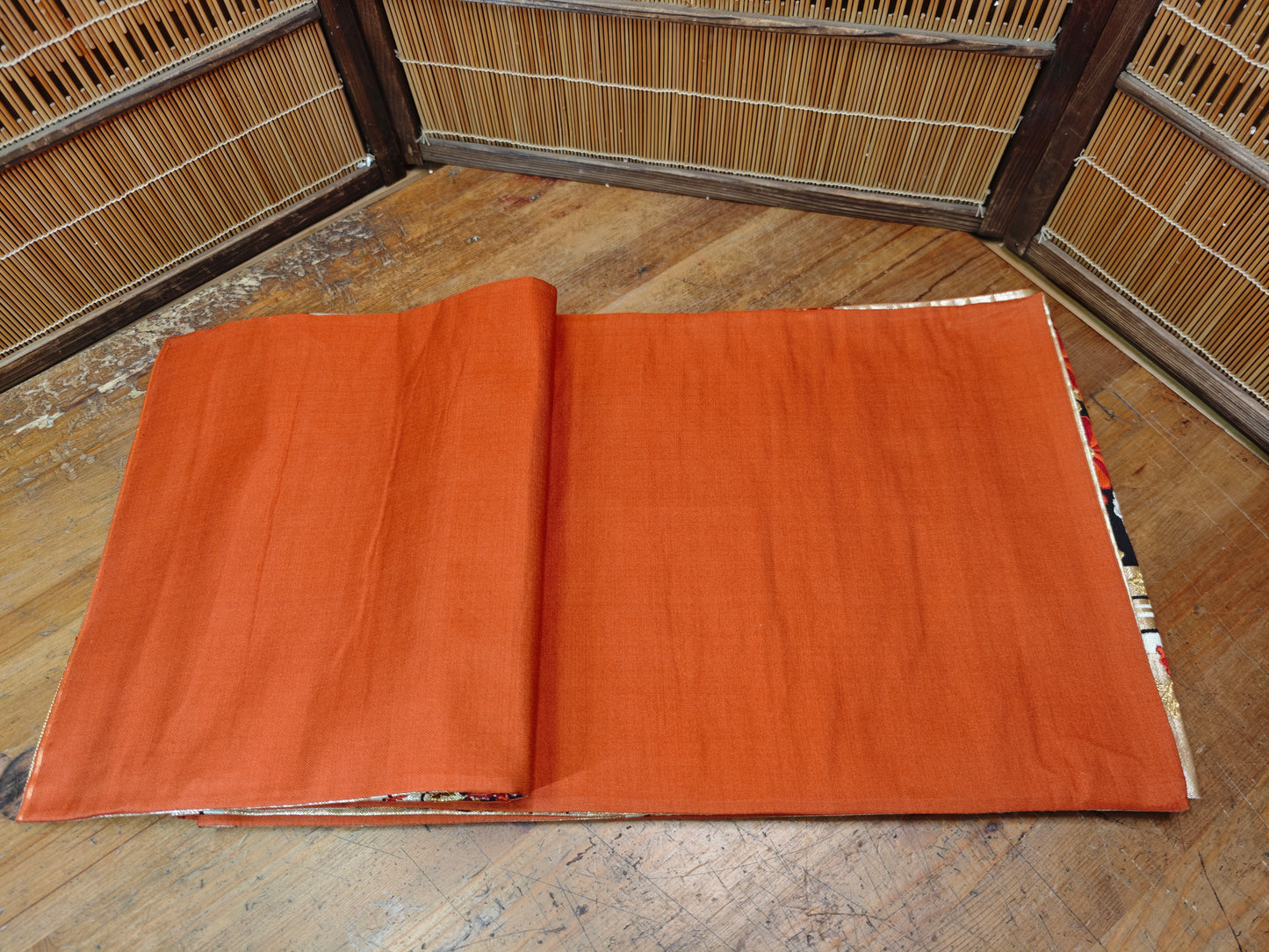Rare 1951 Japanese Silk Kimono Obi Gold Thread Table Runner Antique Decor