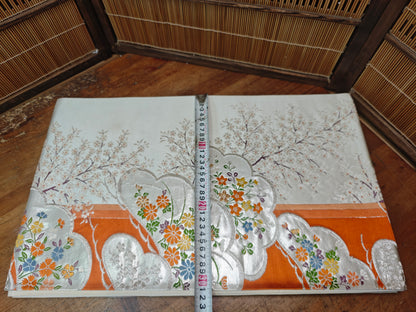 Rare 1951 Japanese Silk Kimono Obi Gold Thread Table Runner Antique Decor