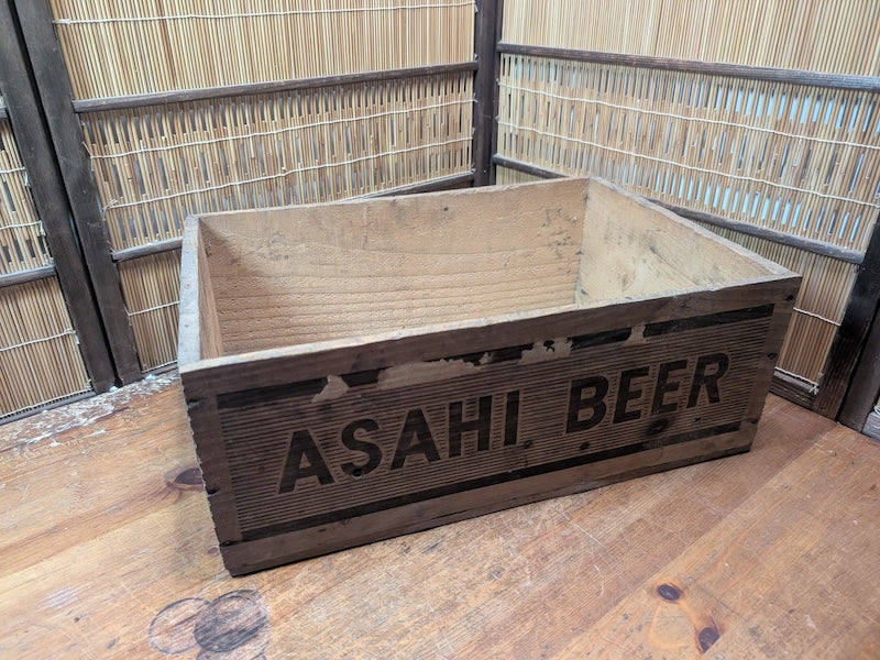 Rare 1960s Asahi Beer Wooden Crate Signed Brewery Box Japan Antique Decor