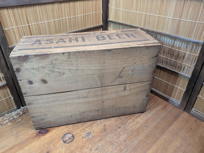 Rare 1960s Asahi Beer Wooden Crate Signed Brewery Box Japan Antique Decor