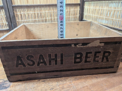 Rare 1960s Asahi Beer Wooden Crate Signed Brewery Box Japan Antique Decor