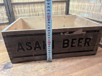 Rare 1960s Asahi Beer Wooden Crate Signed Brewery Box Japan Antique Decor