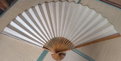 Japanese Giant Folding Fan 1.5m Hand-Painted Washi Art Signed Bamboo Frame