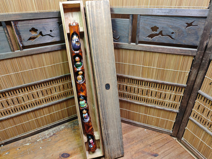 Rare 1960s Japanese Kokeshi Matsuri Bamboo Art Signed w Original Box