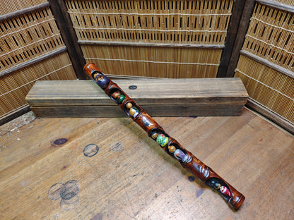 Rare 1960s Japanese Kokeshi Matsuri Bamboo Art Signed w Original Box
