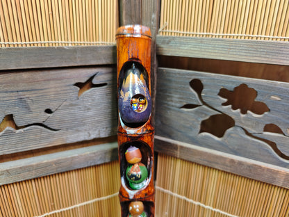 Rare 1960s Japanese Kokeshi Matsuri Bamboo Art Signed w Original Box