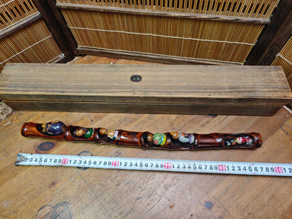 Rare 1960s Japanese Kokeshi Matsuri Bamboo Art Signed w Original Box