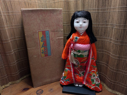 Authentic Japanese Ichimatsu Doll Silk Kimono Porcelain Girl w/Box