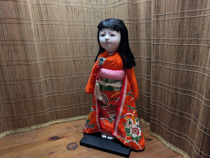 Authentic Japanese Ichimatsu Doll Silk Kimono Porcelain Girl w/Box