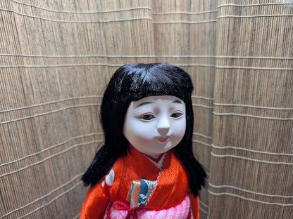 Authentic Japanese Ichimatsu Doll Silk Kimono Porcelain Girl w/Box