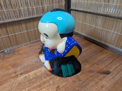 Vintage Japanese Fukusuke Piggy Bank Lucky Doll Ceramic Bank