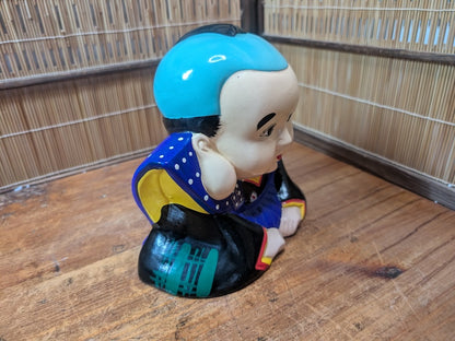 Vintage Japanese Fukusuke Piggy Bank Lucky Doll Ceramic Bank