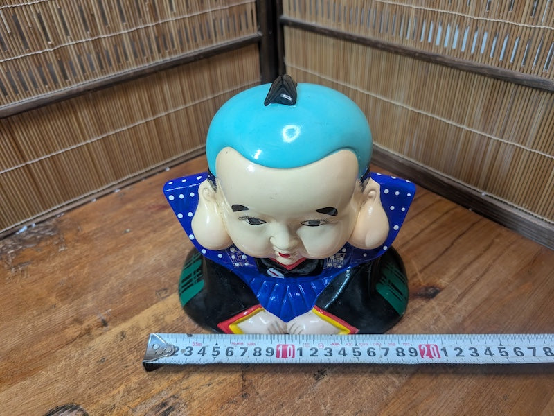 Vintage Japanese Fukusuke Piggy Bank Lucky Doll Ceramic Bank