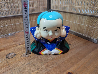 Vintage Japanese Fukusuke Piggy Bank Lucky Doll Ceramic Bank