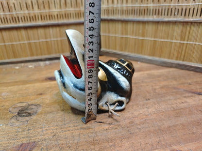 Rare Japanese Karasu Tengu Mask Handmade Pottery Folk Art Showa Era