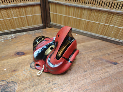 Rare Japanese Karasu Tengu Mask Handmade Pottery Folk Art Decor