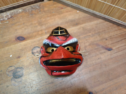 Rare Japanese Karasu Tengu Mask Handmade Pottery Folk Art Decor