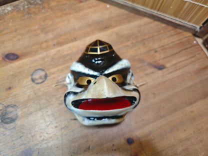 Rare Japanese Karasu Tengu Mask Handmade Pottery Folk Art Showa Era