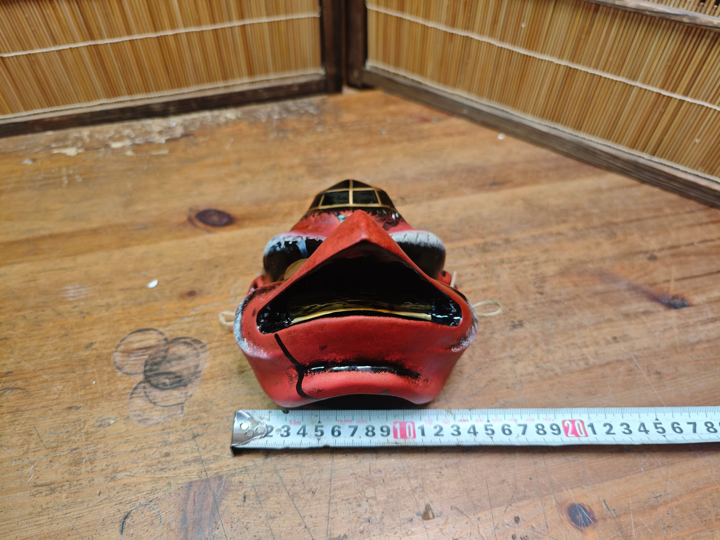 Rare Japanese Karasu Tengu Mask Handmade Pottery Folk Art Decor