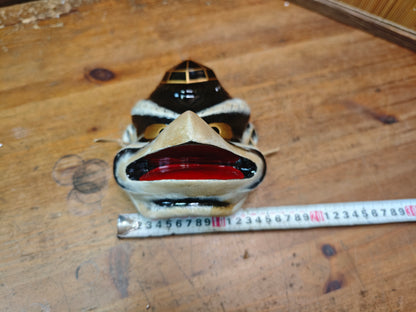 Rare Japanese Karasu Tengu Mask Handmade Pottery Folk Art Showa Era