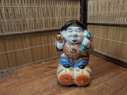Japanese Kutani Daikokuten Seven Lucky God Figurine Wealth Art