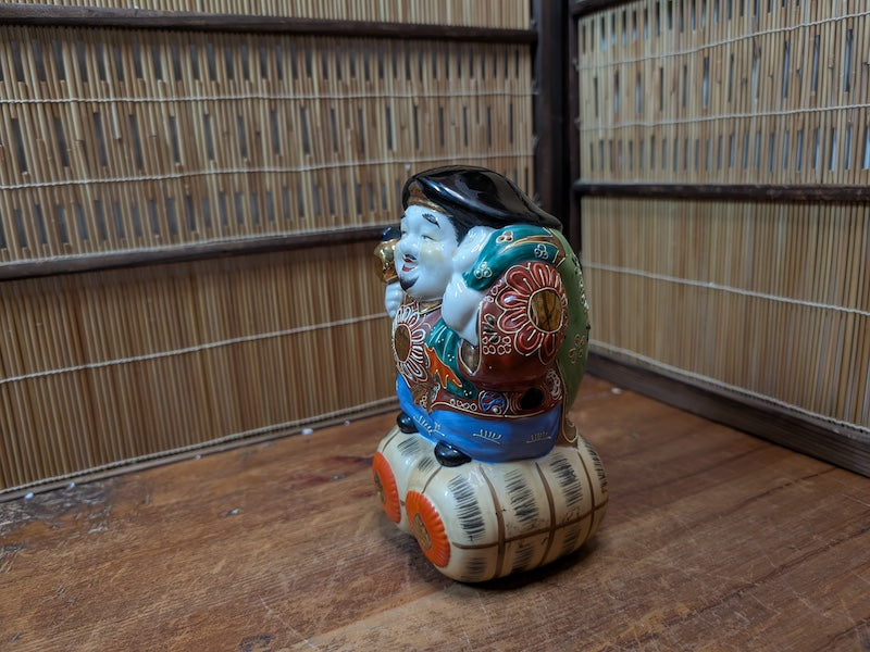 Japanese Kutani Daikokuten Seven Lucky God Figurine Wealth Art