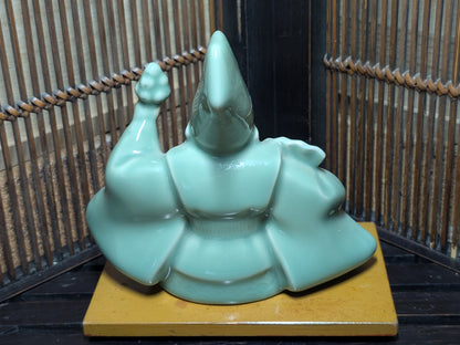 Rare Japanese Monkey Monk Statue Celadon Ceramic Zen Decor Collectible