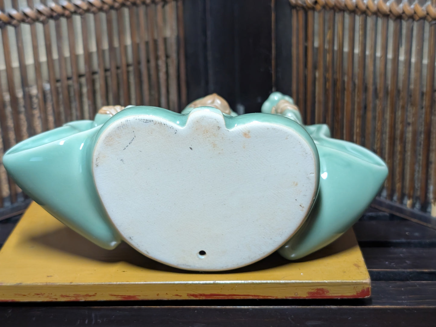 Rare Japanese Monkey Monk Statue Celadon Ceramic Zen Decor Collectible