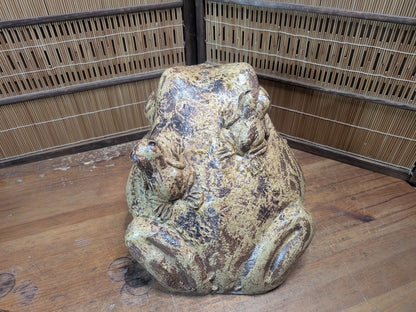 Vintage Shigaraki Ware Frog 1970s Japanese Pottery Kaeru Garden Statue